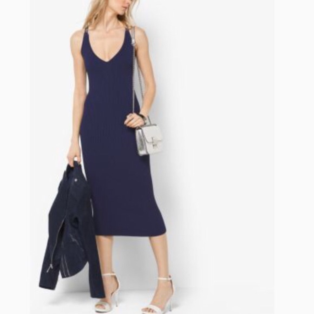 Navy Ribbed Michael Kors Sweater Dress